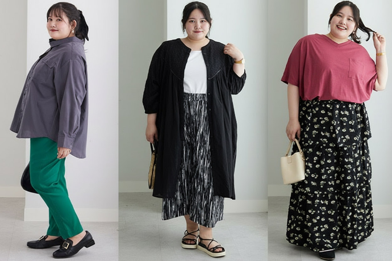 ぽっちゃり体型の女性の着痩せコーデ3スタイル