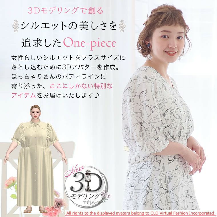 大きいサイズ KAREN カシュクール＆フリル アシメスカートワンピース