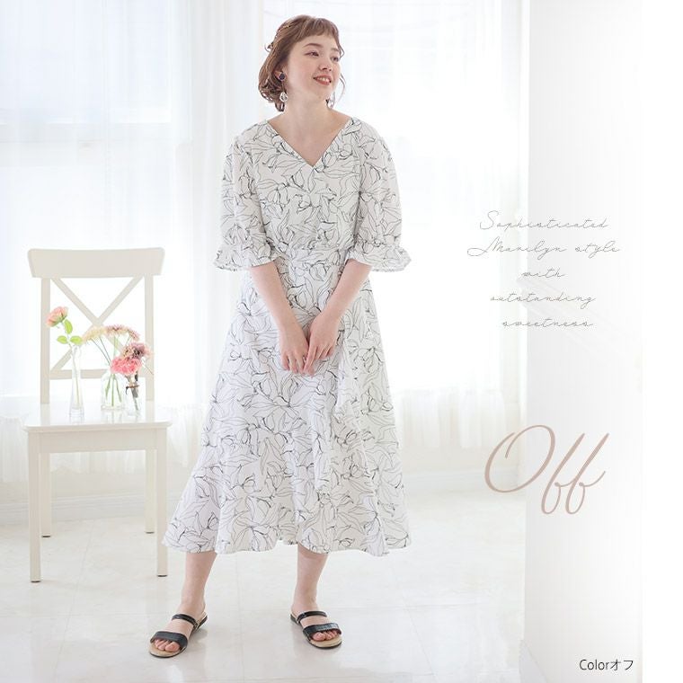 大きいサイズ KAREN カシュクール＆フリル アシメスカートワンピース
