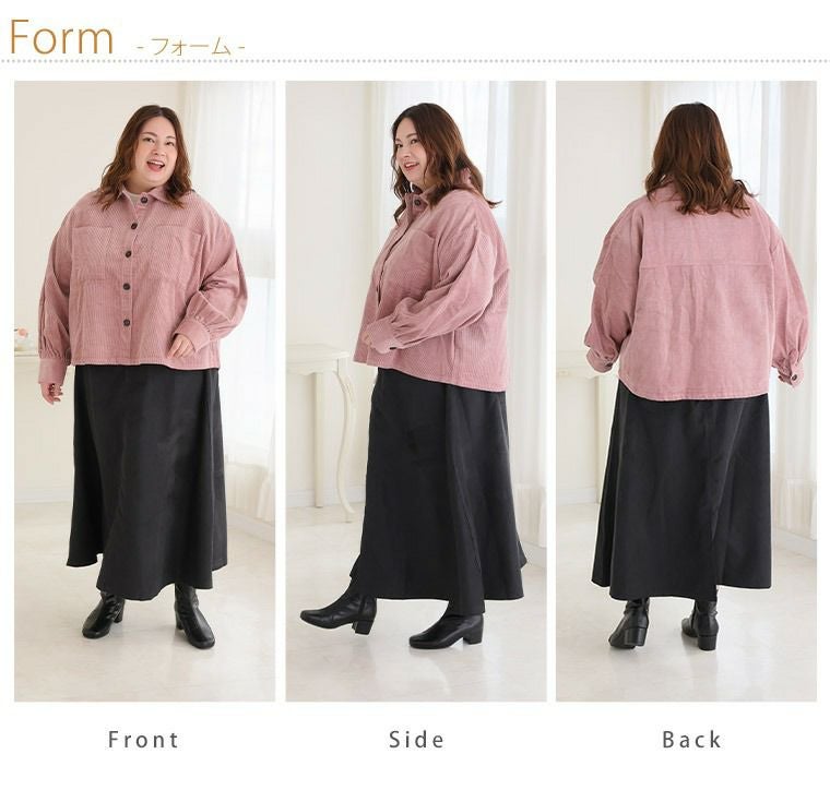 大きいサイズ 【ラファモプロデュース】ポケット付 コーデュロイ