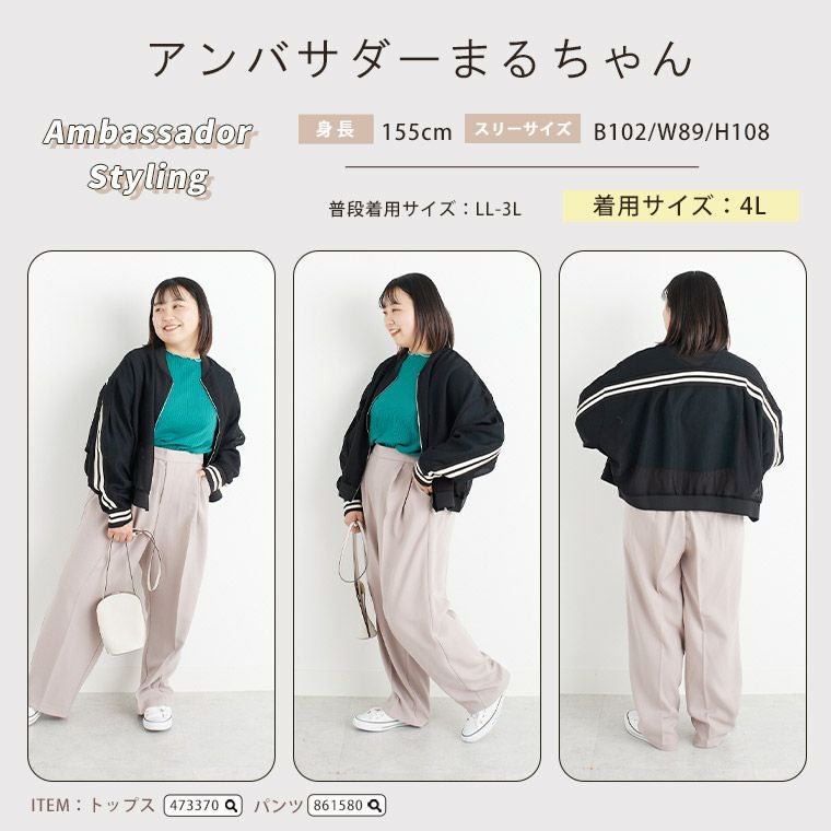 大きいサイズ ライン入り 鹿の子 ブルゾン | 大きいサイズの通販なら