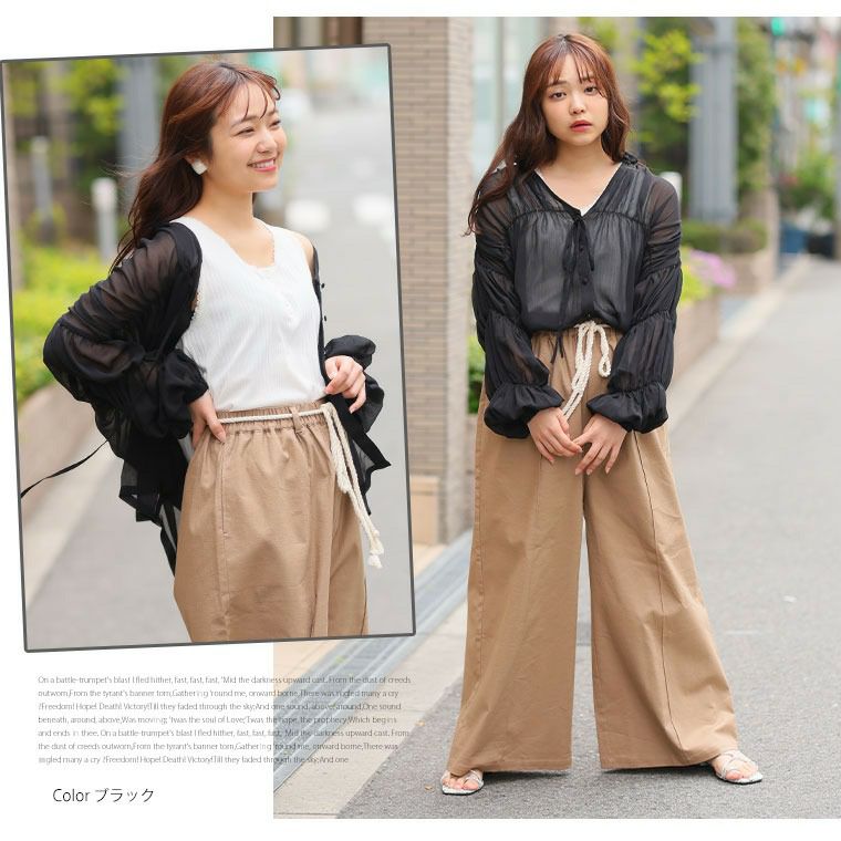 大きいサイズ 涼やか美人! ギャザーシフォン 楊柳ブラウス シアー 体型