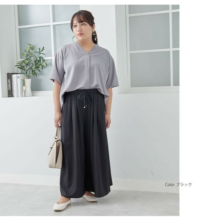 大きいサイズ 【Hinaさんコラボ】 ウエストすっきり タック使い