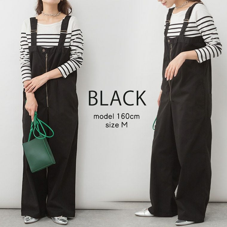 デニムサロペットのレイヤード