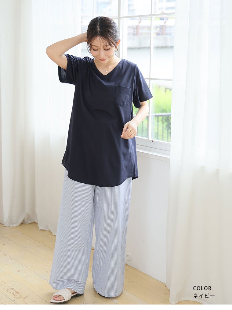 大きいサイズ 汗ジミ防止 ポケット付き チュニック Tシャツ | 大きい