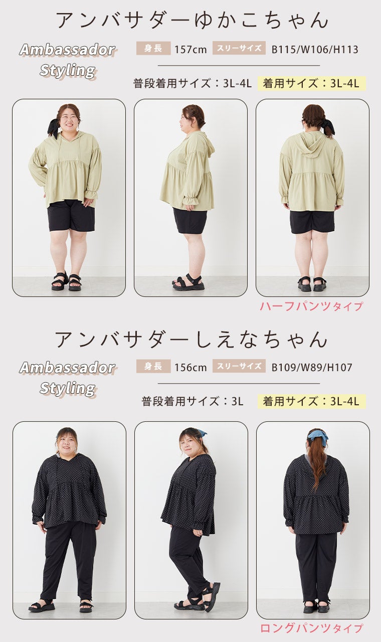 大きいサイズ 水陸両用！ 着痩せが叶う ペプラム トップス & 選べる